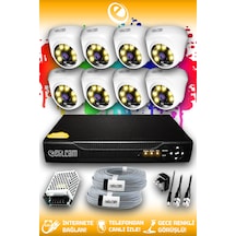 Elitcam 8 Kameralı Dome 8 İç Kamera Set HDD'siz Full HD Renkli Gece Görüşlü Güvenlik Kamerası Sistemi