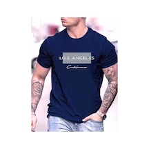 Medinenur Losangels Baskılı Basic T-shirt Lacivert