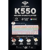 K550 Mekanik Oyuncu Klavyesi -değiştirilebilir Switch- Rainbow Rgb Aydınlatma-87 Tuş - Brown Switch