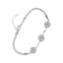 Nagiss Papatya Model Mineli Zirkon Taşlı 925 Ayar Gümüş Kadın Bileklik