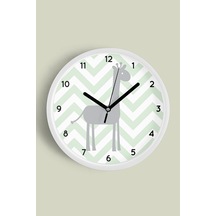 Sevimli Zürafa Çocuk Odası Modern Duvar Saati - 42cm - Önü Camlı Beyaz Kasa - Sessiz Mekanizma Beyaz