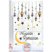 Hoşgeldin Ramazan Renkli Fener Sarkıt Cam Duvar Dekorasyon Sticker Seti-şeffaf Çok Renkli