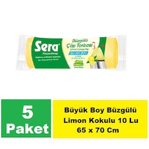 Sera Çöp Torbası Limon Kokulu Büyük Boy 65 X 70 Cm 5 X 10 Lu