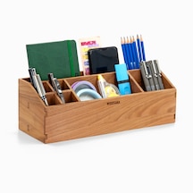 Woodsaka Eğimli Masaüstü Organizer - 7 Bölmeli - Kiraz Ağacından