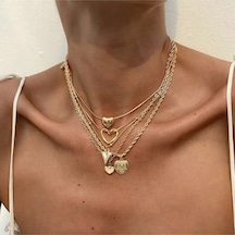 Girift Vintage Yasna 5'li Gold Kalpli Zincir Kolye Seti Gold