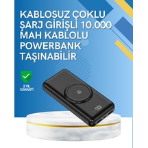 İphone Ve Android Uyumlu 10000mah Powerbank Hem Kablolu Hem Kablosuz - Lisinya Siyah