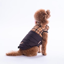 Kahverengi Elgin Paws Ekose Desen Yelek Köpek Yeleği Köpek Kıyafeti Köpek Yağmurluk