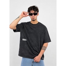 Zaee Urban Flex Washed Premium Oversize Tişört Siyah Eskitme