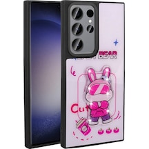 Galaxy Uyumlu S23 Ultra Kılıf Parlayan Kabartmalı İkonik Figürlü Klfs Amas Silikon Kapak - Beyaz Beyaz