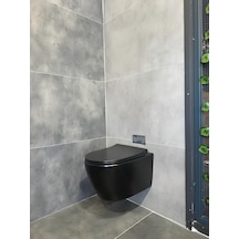 Turavit Rondo Kanalsız Mat Siyah Asma Klozet Turavit Yavaş Kapak