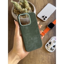 Apple iPhone 13 Pro Uyumlu Kadife Yüzeyli Magsafe Uyumlu Premium Kılıf Soocase691 Haki