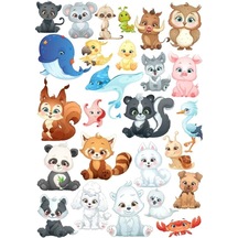 Sevimli Deniz Hayvanları Ve Hayvanlar Sticker Set 1