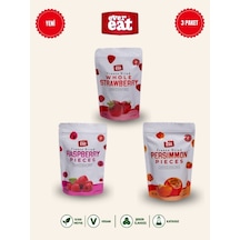 Evereat Çilek-frambuaz-cennet Hurması Freeze Dry Meyve Cipsi 3'lü Paket Doğal Atıştırmalık 1 Adet