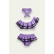 My Kids Wear Kız Çocuk Fırfırlı Ikili Bikini Takım Mor