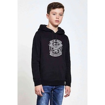 Tshirthane American Moto Riders Club Baskılı Unisex Çocuk Kapüşonlu Sweat (534657999) Siyah