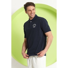 Erkek Relaxed Polo Yaka T-shirt Lacivert