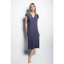 Monamise 18404 Kısa Kollu Gecelik - Lacivert Lacivert