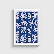 Mavi Yaprak Desen 1 Tablo Çerçeveli Poster Duvar Dekorasyonu Beyaz Çerçeveli Tablo Dn11d218beyaz