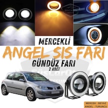 Renault Megane 2 2003-2008 Uyumlu Üniversal Mercekli Angel Sis Farı Metal Su Geçirmez 76 Mm Halkalı Gündüz Farı Sis Farı 55983248