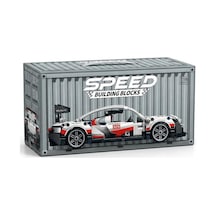 Toys E Toys Speed Building Blocks 1:18 Ölçek Çek Bırak Beyaz Yarış Arabası Yapı Blok Seti 455 Parça 9055-3