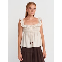 Dilvin 50873 Fırfırlı Bluz-bej Bej