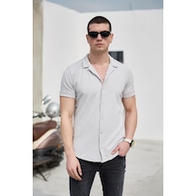 Gri Renk Dokulu Kısa Kol Erkek Gömlek-1584 Gri Gri Renk Dokulu Kısa Kol Erkek Gömlek-1584 Gri