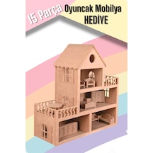 Çocuklar Için Eğitici Eğlenceli Barbie Bebek Evi Oyuncak 15 Adet Mobilyalı