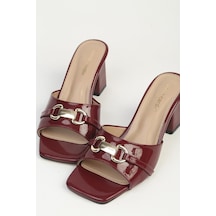 Pierre Cardin Kadın Bordo Rugan Topuklu Terlik Pc-55761 Bordo