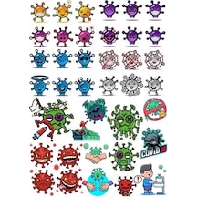 Virüs Sticker Set-6 25 Parça Telefon, Tablet, Defter, Laptop Sticker