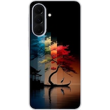 Samsung Galaxy A37 Uyumlu Dört Mevsim Ağaç Baskılı Silikon Kılıf Renkli