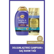 OGX Biotin & Kolajen Dolgunlaştırıcı Sülfatsız Şampuan 385 ML + Argan Oil Saç Bakım Yağı 100 ML﻿﻿