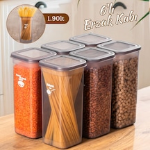 Porsima 432 Gr 6lı Etiketli Kare Un Erzak Bakliyat Saklama Kabı Takımı Seti 1.90 Lt - Gri Gri