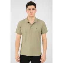 Gewer Slim Fit Erkek Kısa Kol Polo Yaka Tshirt - 7350 Yeşil