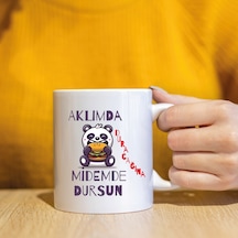 Mor Mürekkep Aklımda Duracağına Midemde Dursun Baskılı Beyaz Kupa