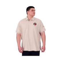 Mode Xl Büyük Beden Erkek T-shirt Pike Polo Yaka U25306 Bej Bej