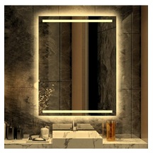Nuun Dekor 80x60cm Günışığı Ledli Kumlamalı Banyo Aynası - Trafolu