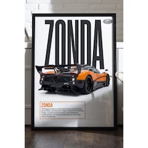 Pagani Zonda Siyah Ahşap Çerçeveli Poster, Dekoratif Araba Duvar Tablosu