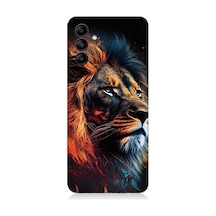 Samsung Galaxy A25 Uyumlu Siyah Fon Aslan Desenli Silikon Kılıf