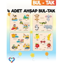 Eğitici 4 Adet Bul-tak Oyuncak Orman Hayvanları, İş Makineleri, Meyveler Ve Taşıtlar