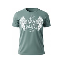 Urbantrendstore Unisex Kanat Melek Baskılı Oversize Fit Rahat Geniş Salaş T-shirt Günlük Tişört Mint