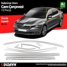 S-dizayn Skoda Superb Krom Cam Çerçeve Seti 12 Prç 2015-2023 A+ Kalite