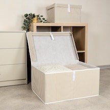 Çok Amaçlı Düzenleyici Kapaklı Sandık Tipi Kutu Hurç Organizer 50 X 40 X 30, Kahverengi