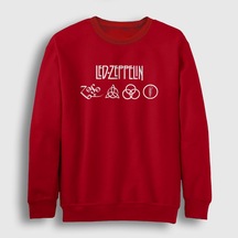Presmono Unisex Symbols Led Zeppelin Sweatshirt Kırmızı