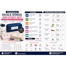 Kişiye Özel Okul Etiket Seti 238 Adet Kalem Defter Kitap Suluk Çanta Etiketi İsim Soyisim Çok Renkli