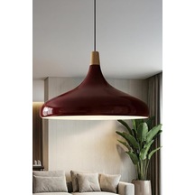 Nova Ahşap Sarkıt Avize, Bohem Tavan Lambası Ve Salon Oturma Odası Aydınlatması - Bordo - 35 Cm Modern Dekorat Çok Renkli