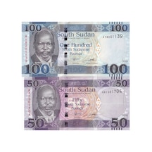 Güney Sudan 2019 Yılı 50 - 100 Pound Yabancı Kağıt Para Set Çil Unc Koleksiyon Para
