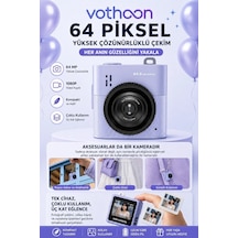 Mini Dijital Kamera 64mp 16x Digital Zoom Retro Vintage 1.4 Ekranlı Video Kamera Taşınabilir Tasarım Mavi
