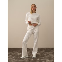 Xint Kırık Beyaz Pamuk Dokulu Regular Fit Sweat Pantolon 470406