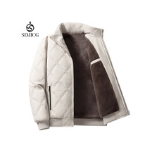 Dik Yaka Ve Kadife Kumaştan Yapılmış, Sıcak Pamuklu Erkek Ceketi Haki