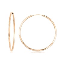 Pembe Kalem İşli Halka Küpe Çapı: 3.4cm Pembe Altın